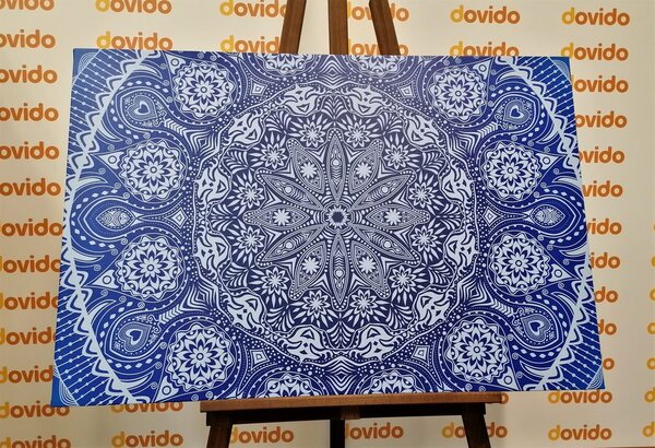 Obraz ozdobna Mandala z koronką w kolorze niebieskim