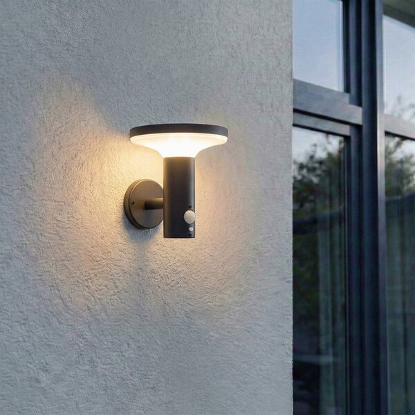 Kalen – kinkiet solarny LED marki PRIOS, 17 cm, czarny, z czujnikiem PRIOS, czarny, metal, nowoczesny
