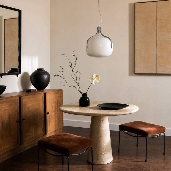 Lucande Lampa wisząca Christo, możliwość ściemniania, biały / opal, salon / jadalnia, szkło, design