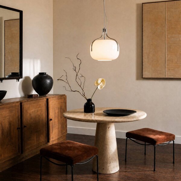 Lucande Lampa wisząca Christo, możliwość ściemniania, biały / opal, salon / jadalnia, szkło, design