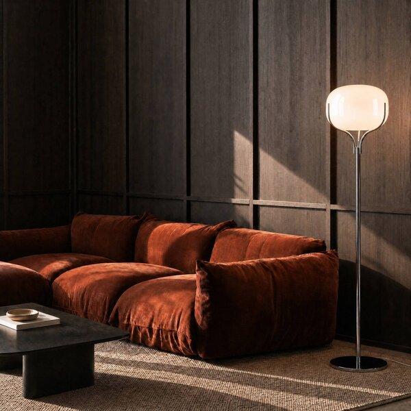 Lampa stojąca Christo Lucande, chromowy / srebrny, salon / jadalnia, metal, design