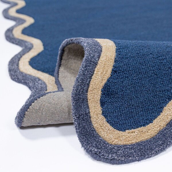 Ciemnoniebieski dywan z mieszanki wełny tkany ręcznie 120x170 cm Rivo Wool – Flair Rugs