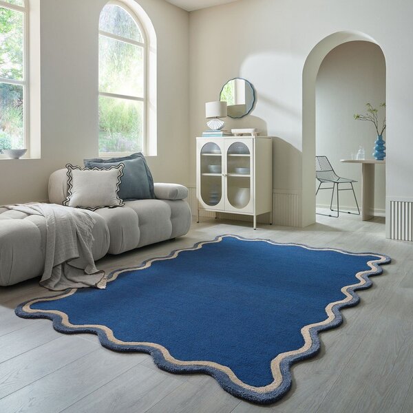 Ciemnoniebieski dywan z mieszanki wełny tkany ręcznie 120x170 cm Rivo Wool – Flair Rugs