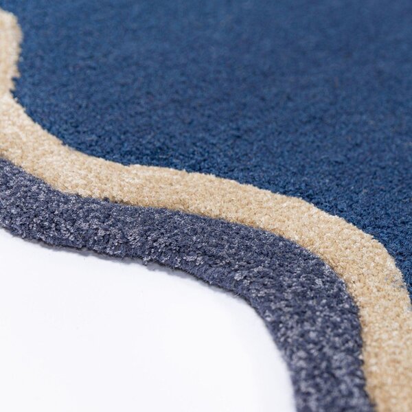 Ciemnoniebieski dywan z mieszanki wełny tkany ręcznie 120x170 cm Rivo Wool – Flair Rugs