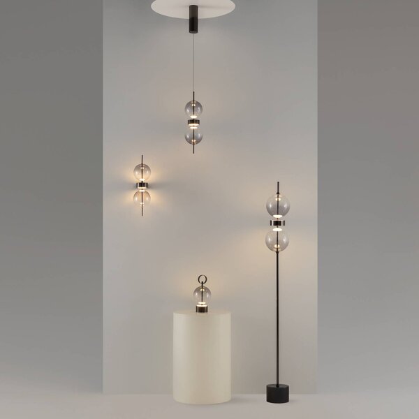 Maytoni Lampa stojąca DOUBLE MOON, możliwość ściemniania, aluminiowy / szary / cynkowy, salon / jadalnia, metal, nowoczesny