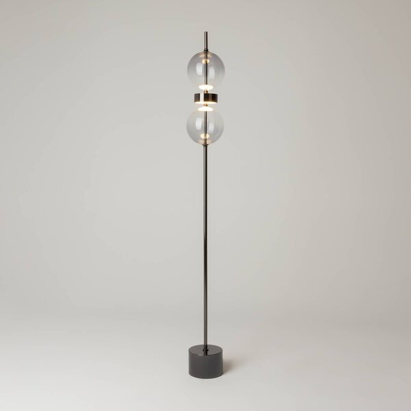 Maytoni Lampa stojąca DOUBLE MOON, możliwość ściemniania, aluminiowy / szary / cynkowy, salon / jadalnia, metal, nowoczesny