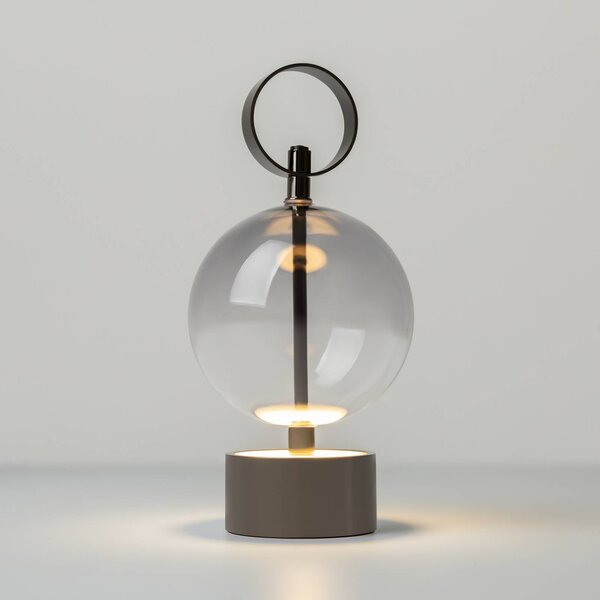 Maytoni Lampa stołowa DOUBLE MOON, aluminiowy / szary / cynkowy, salon / jadalnia, szkło, nowoczesny