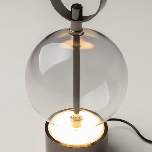 Maytoni Lampa stołowa DOUBLE MOON, aluminiowy / szary / cynkowy, salon / jadalnia, szkło, nowoczesny