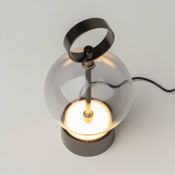 Maytoni Lampa stołowa DOUBLE MOON, aluminiowy / szary / cynkowy, salon / jadalnia, szkło, nowoczesny