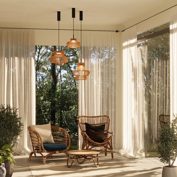 Maytoni Lampa wisząca Namiki, jasne drewno, salon / jadalnia, drewno, nowoczesny