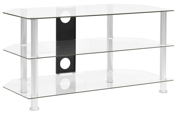 Szafka pod TV, przezroczysta, 96x46x50 cm, hartowane szkło