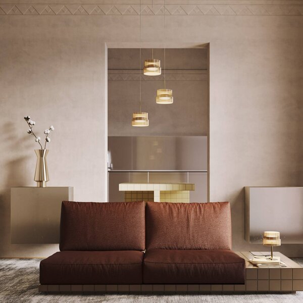 Maytoni Lampa stołowa Scala, możliwość ściemniania, brązowy / rdzawy, salon / jadalnia, szkło, nowoczesny