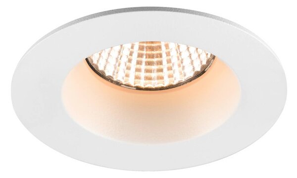 SLV Reflektor wpuszczany LED New Tria, okrągły, biały, IP65, 2700 K, 38° możliwość ściemniania, biały / opal, łazienka, aluminium