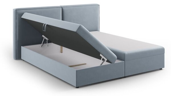 Jasnoniebieskie łóżko boxspring ze schowkiem 160x200 cm Arendal – Cosmopolitan Design