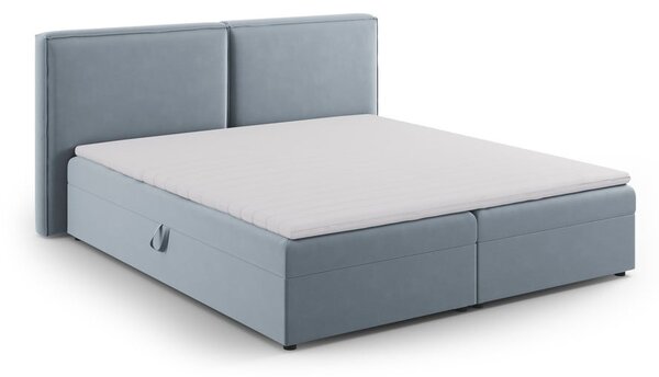 Jasnoniebieskie łóżko boxspring ze schowkiem 160x200 cm Arendal – Cosmopolitan Design