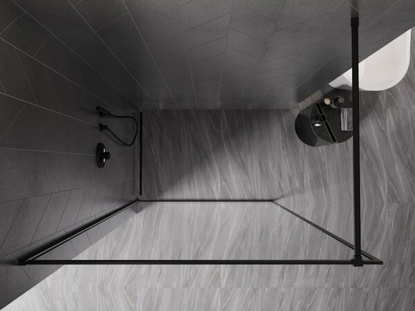 Mexen Kioto-XF ścianka prysznicowa Walk-in z ramką 50 x 202 cm, transparent 10 mm, czarna - 800-050-104-70-00-X