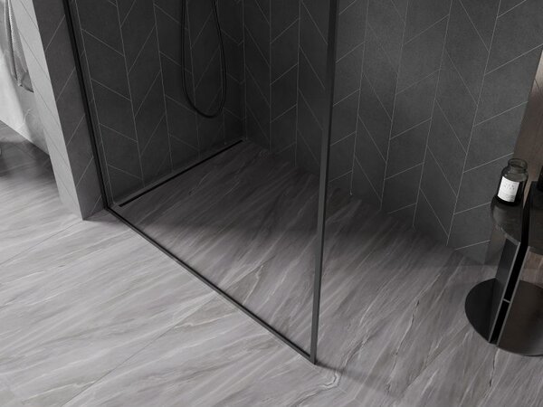 Mexen Kioto-XF ścianka prysznicowa Walk-in z ramką 50 x 202 cm, transparent 10 mm, czarna - 800-050-104-70-00-X