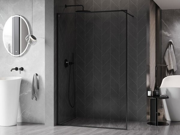 Mexen Kioto-XF ścianka prysznicowa Walk-in z ramką 50 x 202 cm, transparent 10 mm, czarna - 800-050-104-70-00-X
