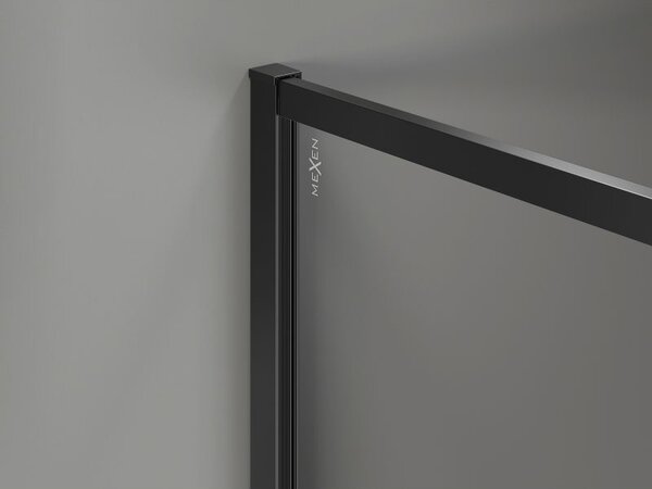 Mexen Kioto-XF ścianka prysznicowa Walk-in z ramką 50 x 202 cm, transparent 10 mm, czarna - 800-050-104-70-00-X