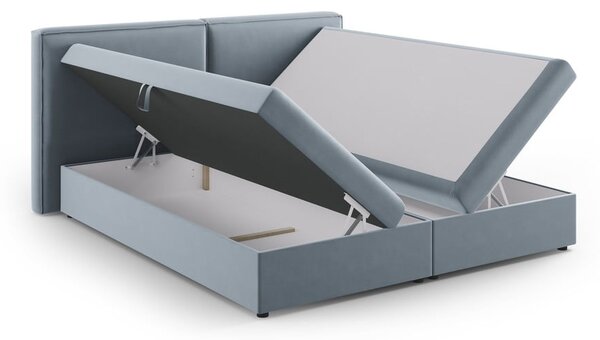 Jasnoniebieskie łóżko boxspring ze schowkiem 160x200 cm Arendal – Cosmopolitan Design