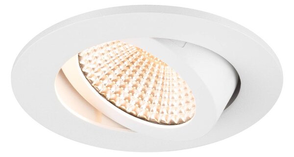 SLV Reflektor sufitowy wpuszczany LED New Tria, okrągły, biały, 2700 K, 60° możliwość ściemniania, biały / opal, przedpokój, aluminium