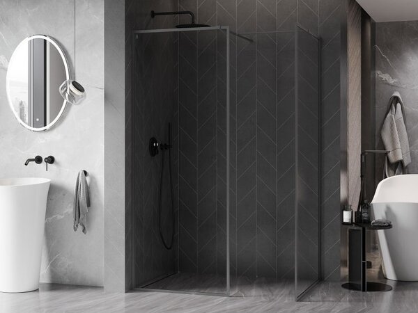 Mexen Kioto-F ścianka prysznicowa Walk-in z ramką 125 x 100 cm, transparent 8 mm, gun metal - 800-125-202-04-95-100