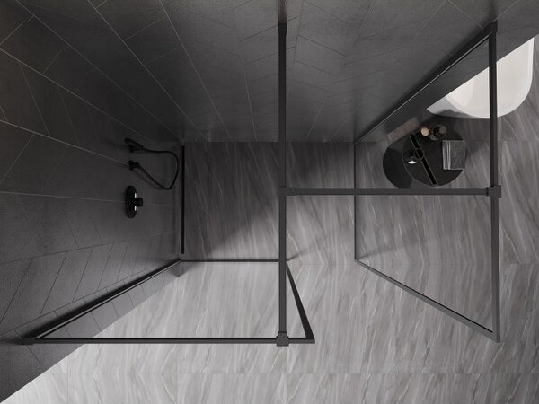 Mexen Kioto-F ścianka prysznicowa Walk-in z ramką 125 x 100 cm, transparent 8 mm, gun metal - 800-125-202-04-95-100