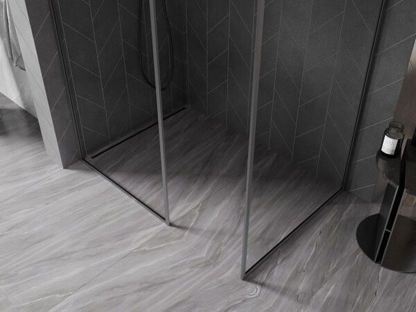 Mexen Kioto-F ścianka prysznicowa Walk-in z ramką 125 x 100 cm, transparent 8 mm, gun metal - 800-125-202-04-95-100