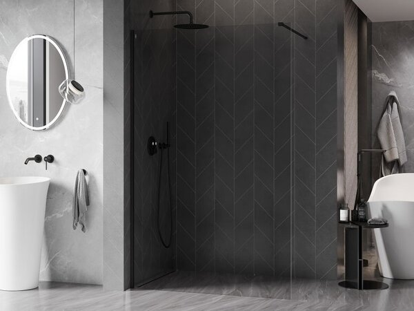 Mexen Kioto-X ścianka prysznicowa Walk-in 50 x 200 cm, transparent 10 mm, czarna - 800-050-101-70-00-X