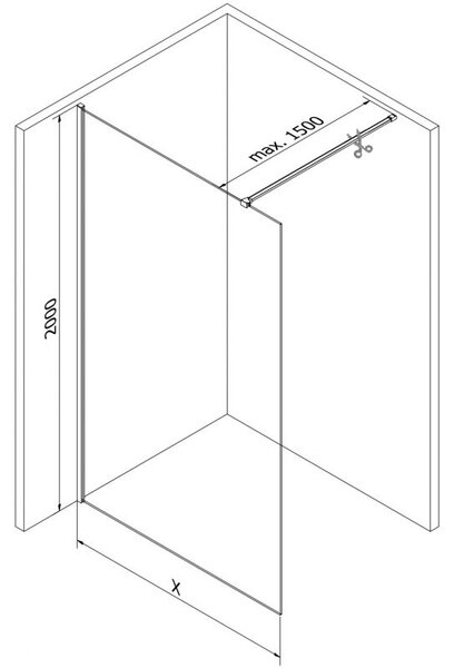 Mexen Kioto-X ścianka prysznicowa Walk-in 60 x 200 cm, grafit 10 mm, czarna - 800-060-101-70-40-X
