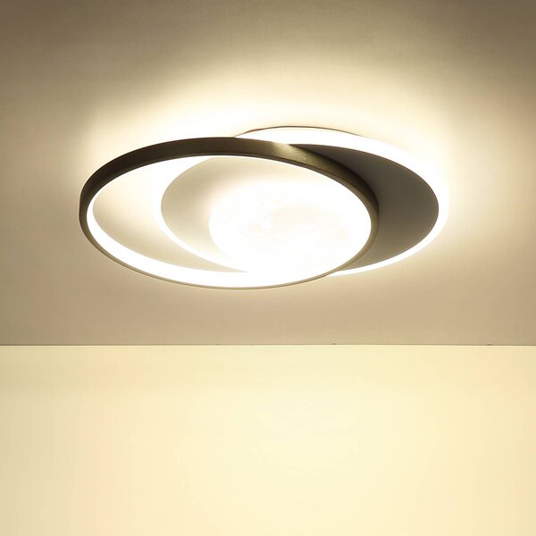 Globo Lampa sufitowa LED Moon, czarna/szara, metalowa, 37 cm
