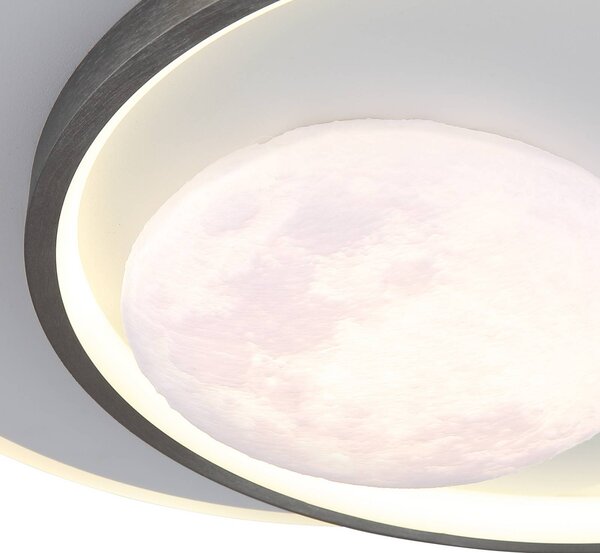 Globo Lampa sufitowa LED Moon, czarna/szara, metalowa, 37 cm