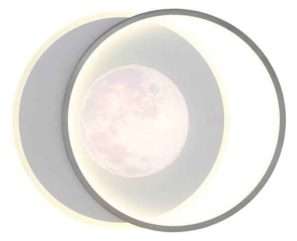 Globo Lampa sufitowa LED Moon, czarna/szara, metalowa, 37 cm