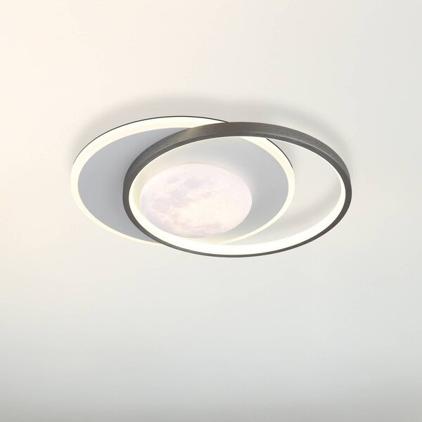 Globo Lampa sufitowa LED Moon, czarna/szara, metalowa, 37 cm