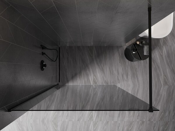 Mexen Kioto-X ścianka prysznicowa Walk-in 60 x 200 cm, grafit 10 mm, czarna - 800-060-101-70-40-X