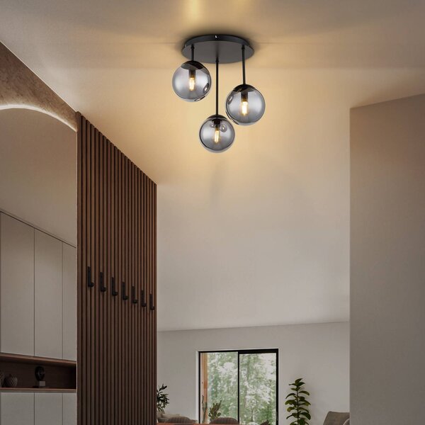 Globo Lampa sufitowa Harmon, możliwość ściemniania, czarny, salon / jadalnia, szkło