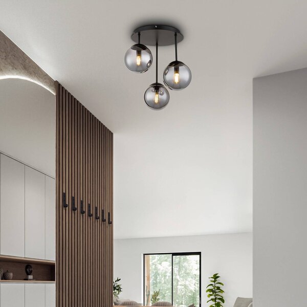 Globo Lampa sufitowa Harmon, możliwość ściemniania, czarny, salon / jadalnia, szkło