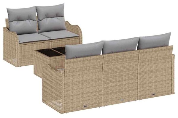 Zestaw Mebli Ogrodowych Komplet Wypoczynkowy Z Poduszkami Beżowy Rattan Na Taras Balkon Ogród