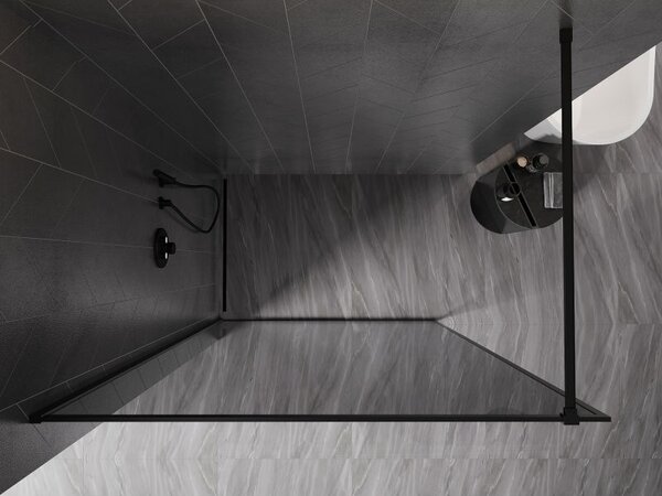 Mexen Kioto-XF ścianka prysznicowa Walk-in z ramką 110 x 202 cm, grafit 10 mm, czarna - 800-110-104-70-40-X