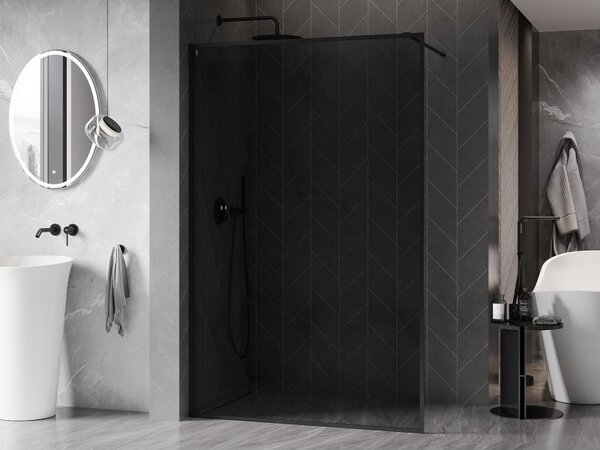 Mexen Kioto-XF ścianka prysznicowa Walk-in z ramką 110 x 202 cm, grafit 10 mm, czarna - 800-110-104-70-40-X
