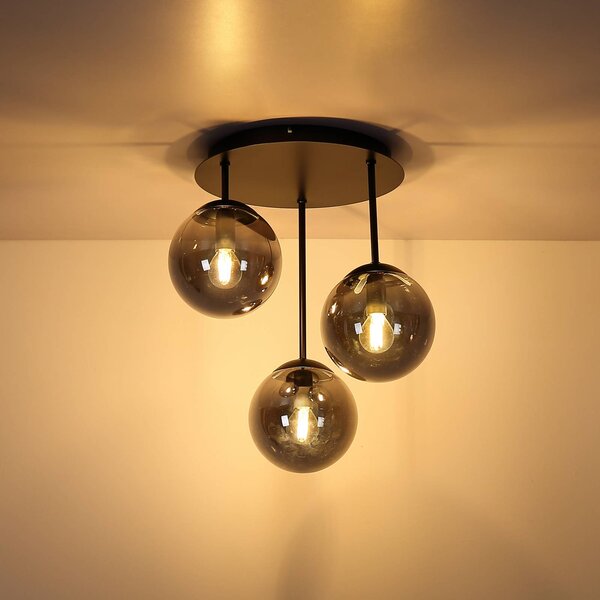Globo Lampa sufitowa Harmon, możliwość ściemniania, czarny, salon / jadalnia, szkło