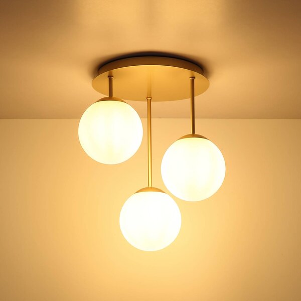 Globo Lampa sufitowa Harmon, możliwość ściemniania, kremowy / amber, salon / jadalnia, szkło