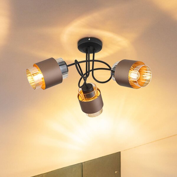 Globo Lampa sufitowa Milley, możliwość ściemniania, kremowy / amber, salon / jadalnia, szkło