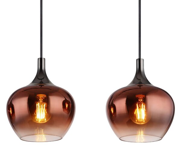 Globo Lampa wisząca Maxy, możliwość ściemniania, miedziany, salon / jadalnia, szkło