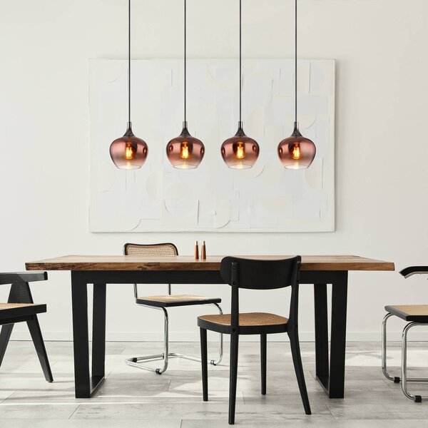 Globo Lampa wisząca Maxy, możliwość ściemniania, miedziany, salon / jadalnia, szkło