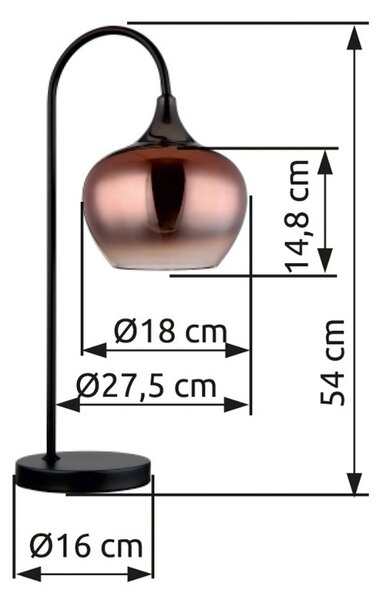 Globo Lampa stołowa Maxy, miedziany, salon / jadalnia, szkło