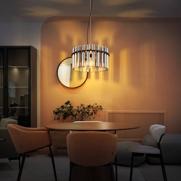 Globo Lampa wisząca Gorley II, możliwość ściemniania, aluminiowy / szary / cynkowy, salon / jadalnia, szkło