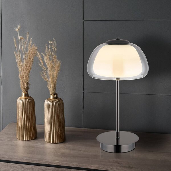 Globo Lampa stołowa Avila, możliwość ściemniania, aluminiowy / szary / cynkowy, salon / jadalnia, szkło