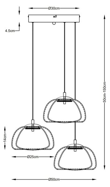 Globo Lampa wisząca Avila, możliwość ściemniania, aluminiowy / szary / cynkowy, salon / jadalnia, szkło