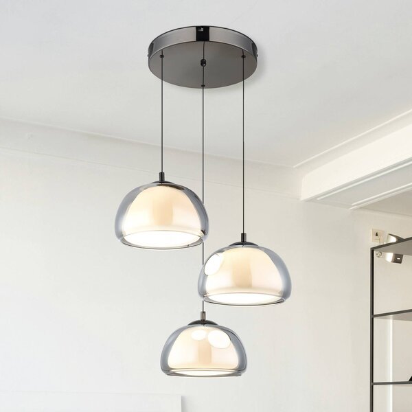 Globo Lampa wisząca Avila, możliwość ściemniania, aluminiowy / szary / cynkowy, salon / jadalnia, szkło